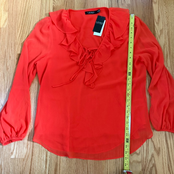 Lauren Ralph Lauren Women’s Orange Long Sleeve Blouse - Picture 11 of 11